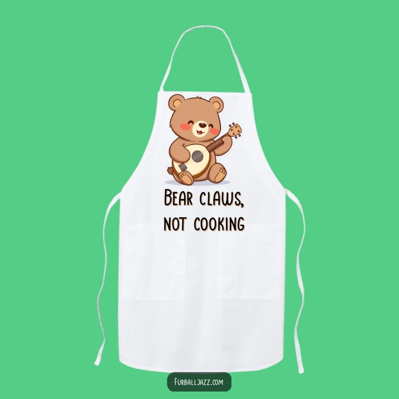 Funny Bear Banjo Apron: Cheerful Kitchen Wear for Hootenannies