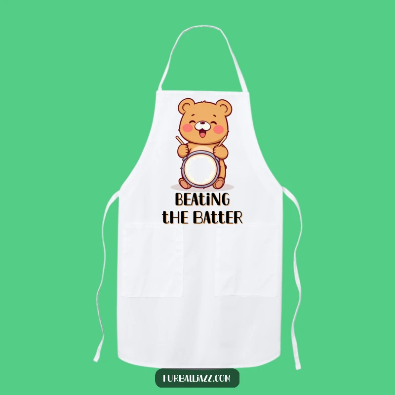 Funny Bear Drummer Apron - Rocking Grizzly Musician Chef Funny Gift
