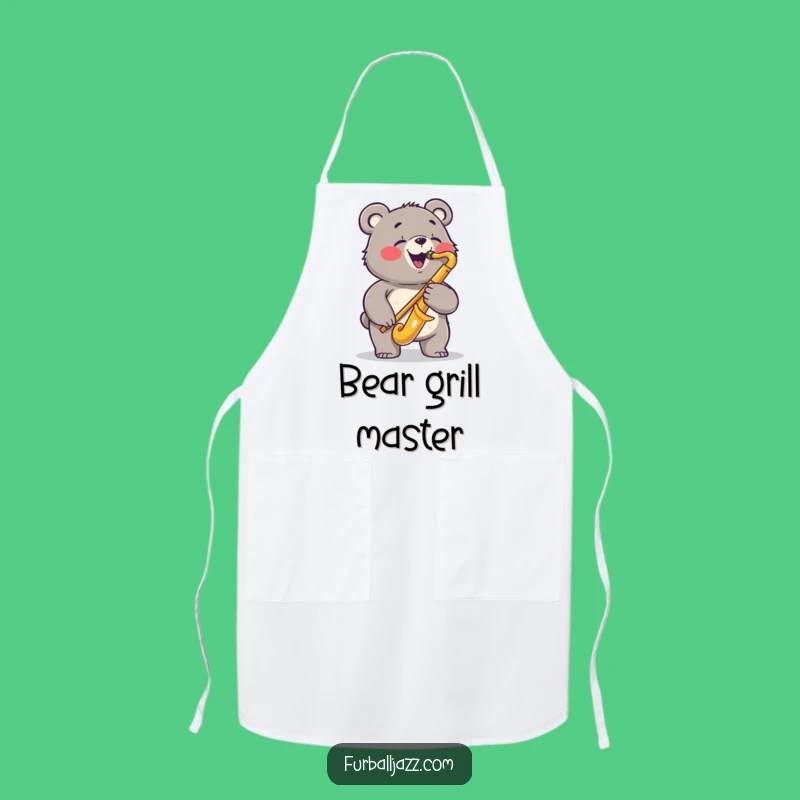 Funny Bear Saxophone Apron: Blues Musician Chef Wear - A Humorous Jazz Cooking Gift