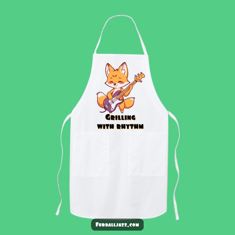 Funny Fox Bass Guitar Apron: Playful Musician, Rockstar Funny Gift for Cooks