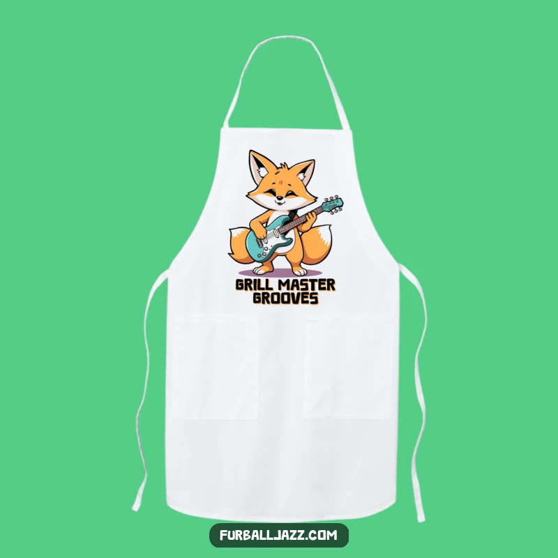 Funny Fox Guitarist Apron: Cook with Rock and Roll Flair