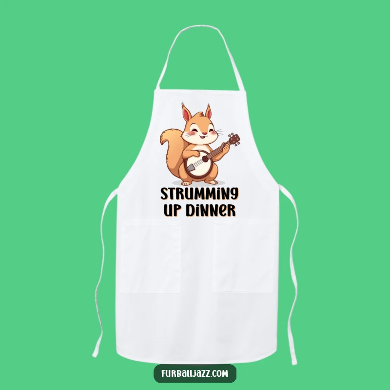 Funny Squirrel Banjo Apron, Musical Kitchen Wear, Adorable Funny Gift