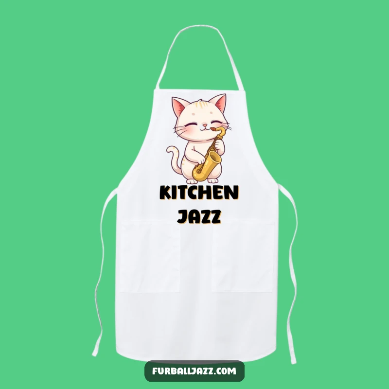 Funny Cat Saxophone Apron: Cook Up Some Cool Tunes in the Kitchen