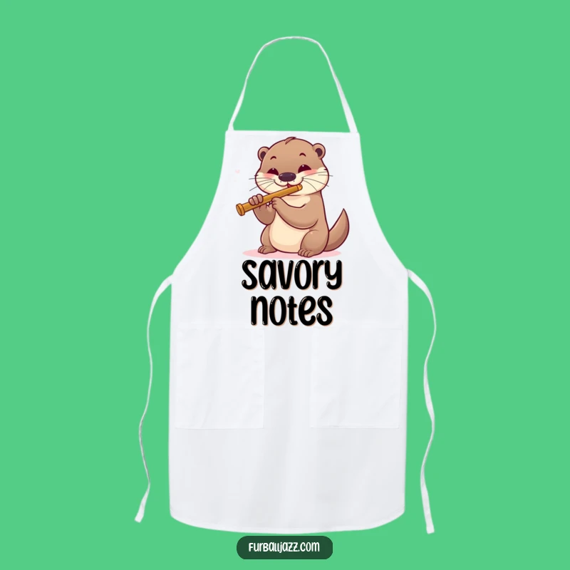 Funny Otter Jazz Flute Apron - Musical Kitchen Fun Gift