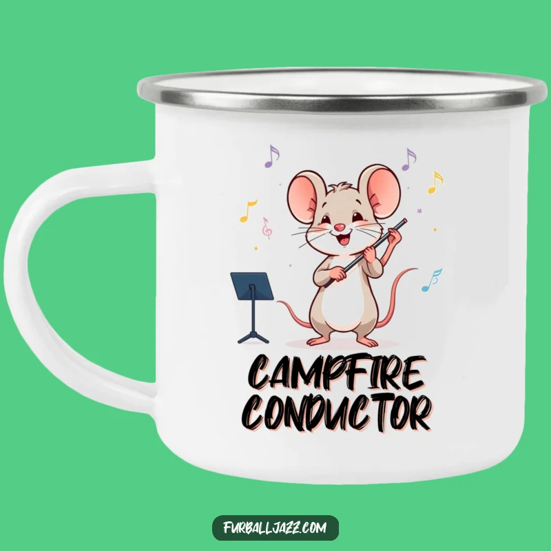 Funny Mouse Orchestra Conductor Camping Mug - Outdoor Maestro Gift