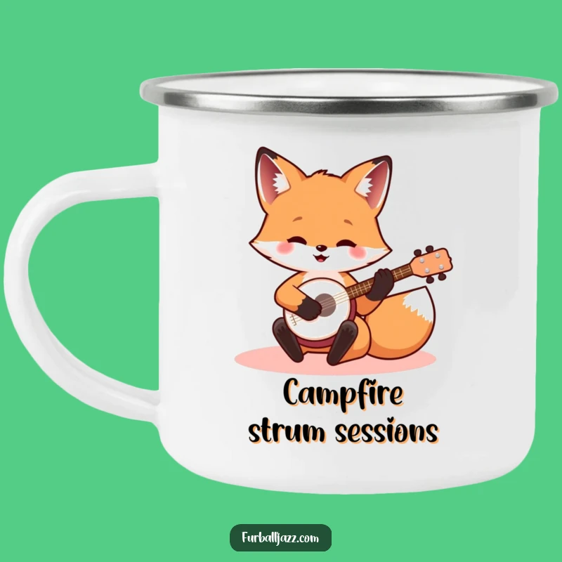 Funny Banjo Fox Camping Mug: Adventure with Musical Woodland Humor