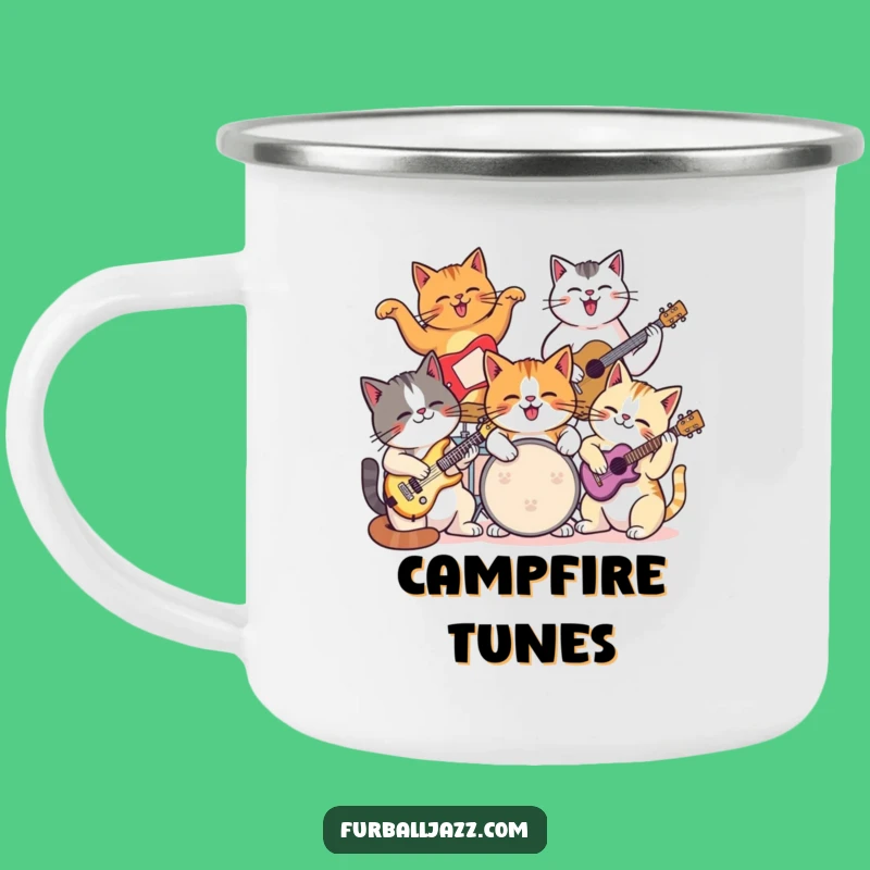 Funny Cat Jam Session Camping Mug - Music Lover's Adventure Mug