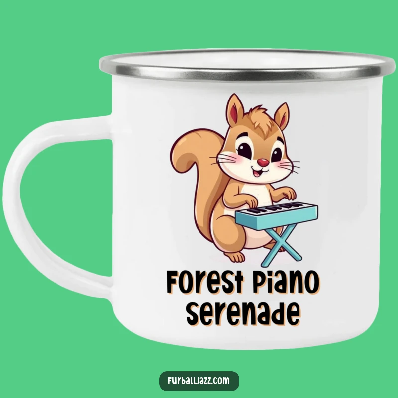 Funny Squirrel Piano Camping Mug: Musical Outdoor Companion