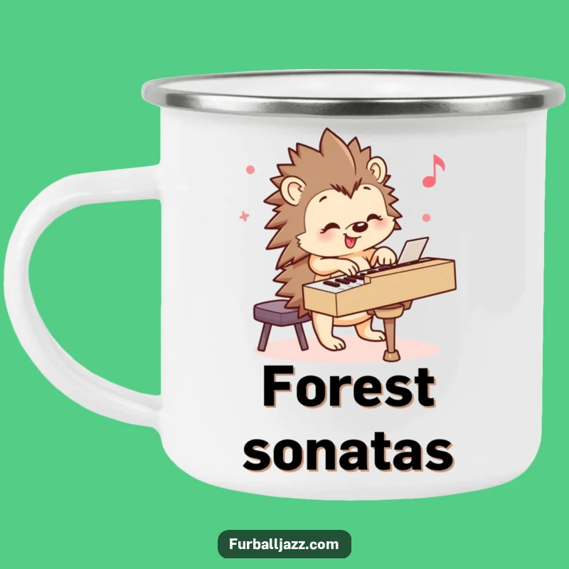 Funny Hedgehog Piano Camping Mug - Durable and Whimsical Drinkware