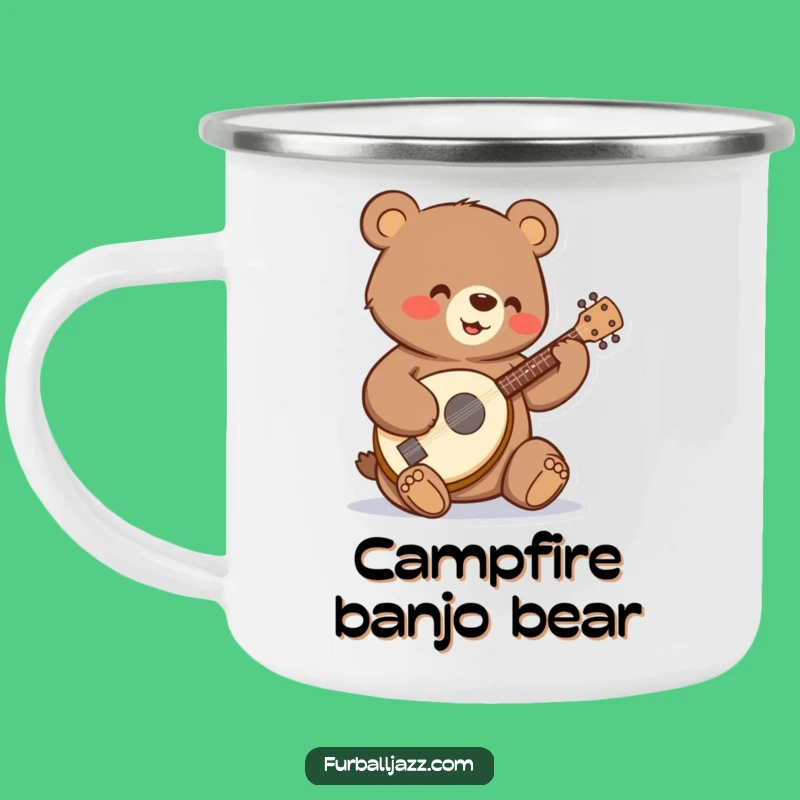 Funny Bear Banjo Camping Mug: Durable & Cheerful for Outdoor Tunes