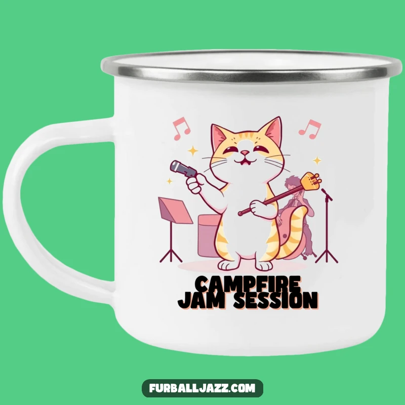 Funny Cat Jazz Conductor Camping Mug - Musical Adventures Await