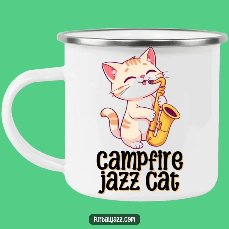 Funny Cat Saxophone Camping Mug: Durable & Jazzy for Outdoor Tunes