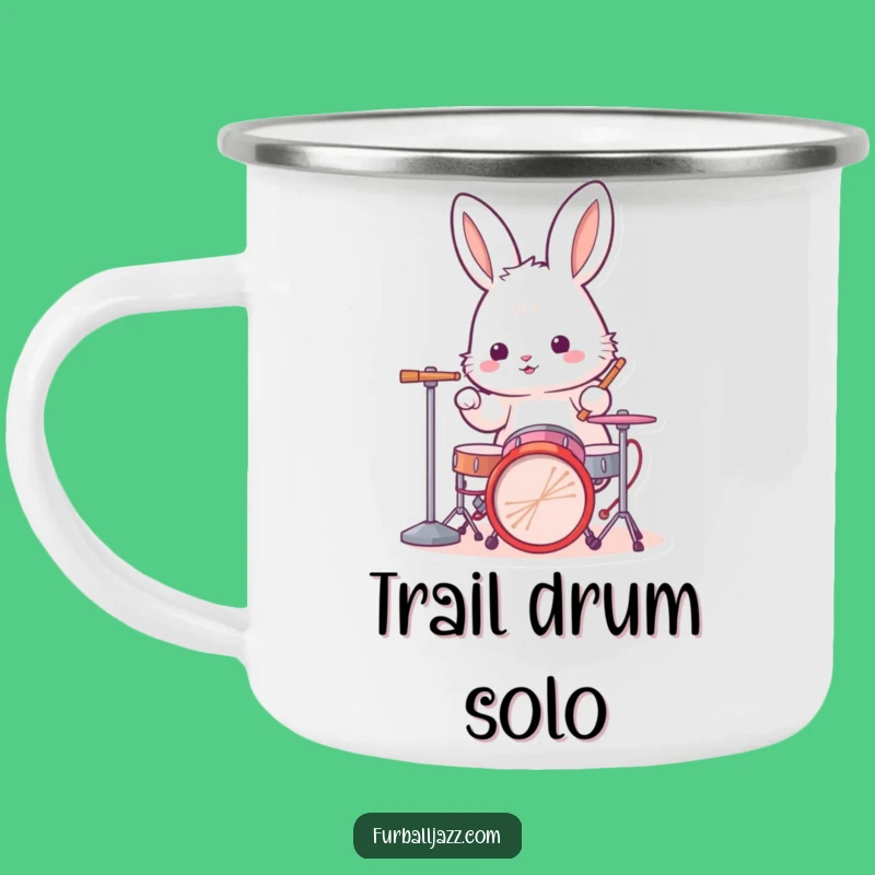 Funny Rabbit Drummer Camping Mug: Campfire Beats, Great Funny Gift