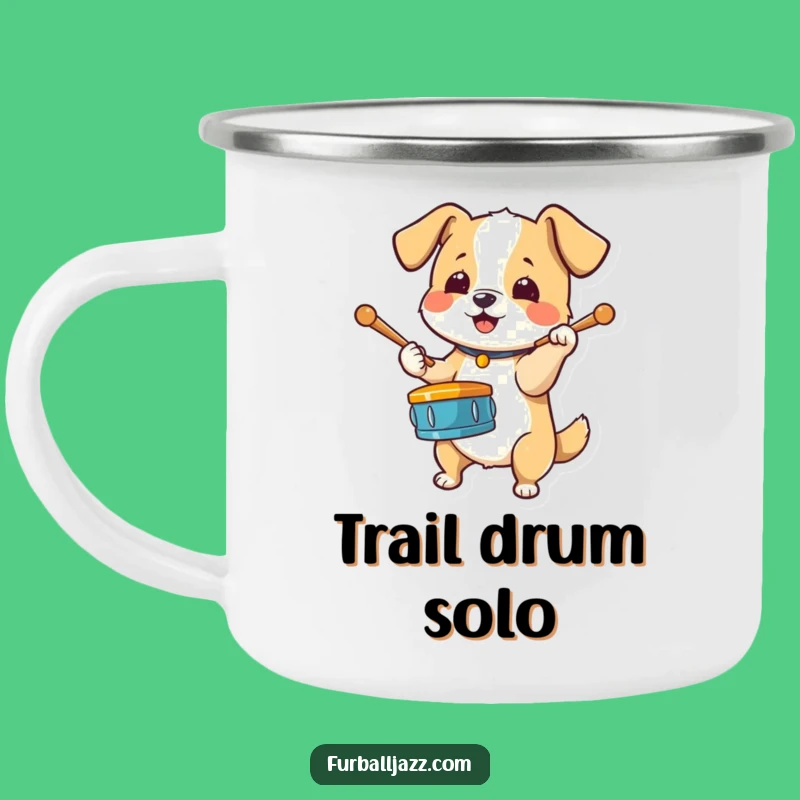 Funny Dog Drummer Camping Mug - Durable & Energetic Drinkware