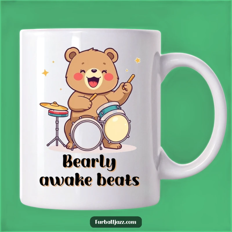 Funny Bear Drummer Mug: A Wild Beat for Your Morning Brew Gift