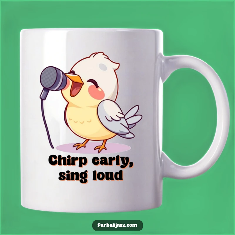 Funny Bird Singing Mug - Hilarious Rockstar Avian Coffee Cup Gift