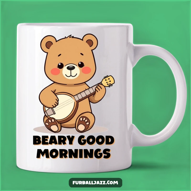 Funny Bear Banjo Mug - Happy Folk Music Fun Gift