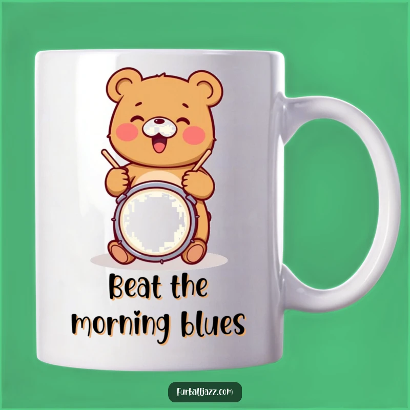 Funny Bear Drummer Mug - Rocking Grizzly Musician Funny Gift Idea
