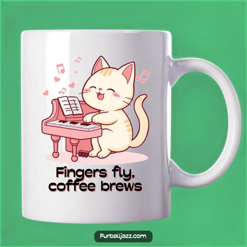 Funny Cat Pianist Mug: Adorable Feline Musician Playing Piano, Perfect Funny Gift