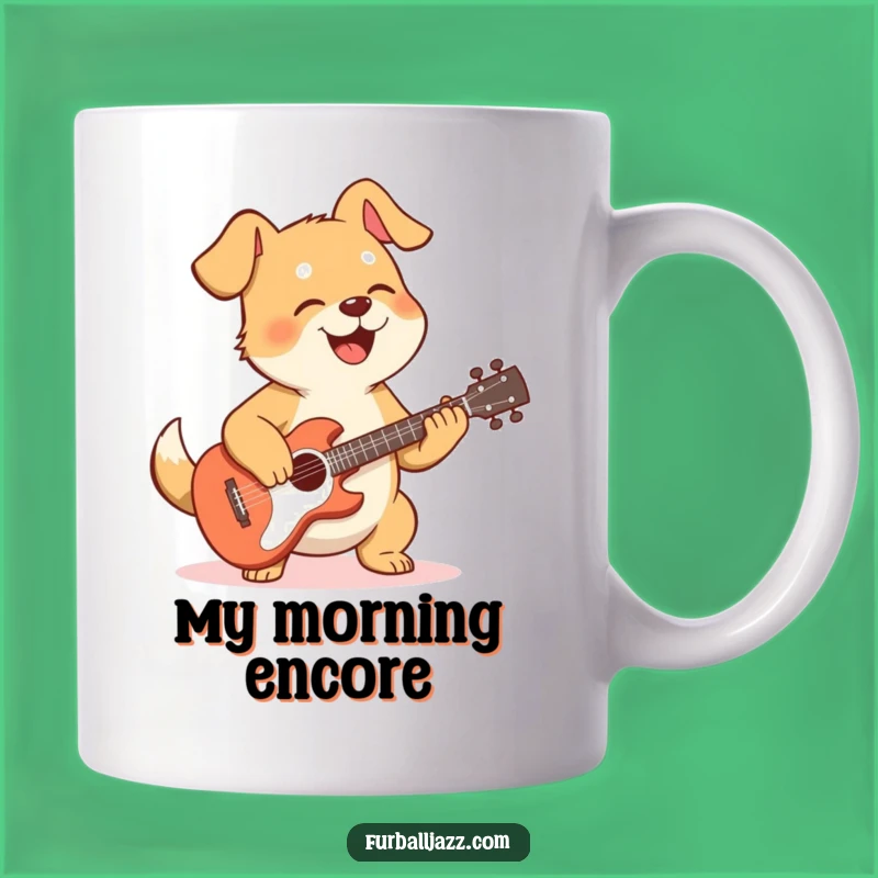 Funny Dog Guitarist Mug: A Happy Pooch Rocking Out for a Paw-some Gift