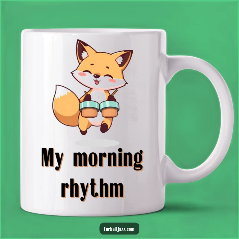 Funny Fox Cymbal Crash Mug - Energetic Animal Percussion Gift