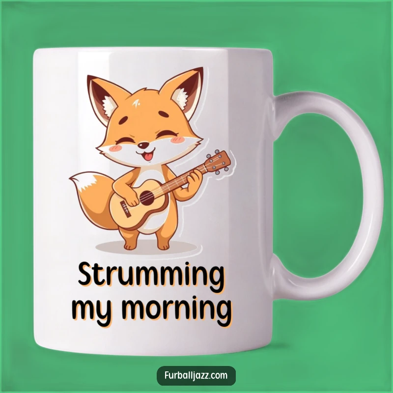 Funny Fox Guitarist Mug - Strumming Foxy Musician Funny Gift Idea