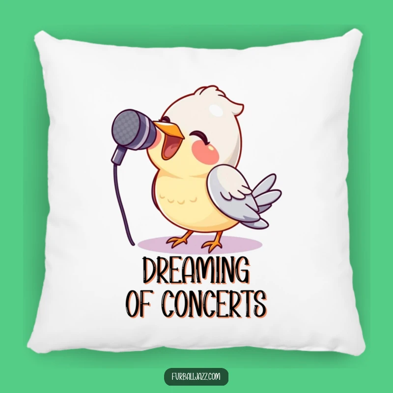 Funny Bird Singing Pillow - Comfy Avian Rockstar Cushion Gift