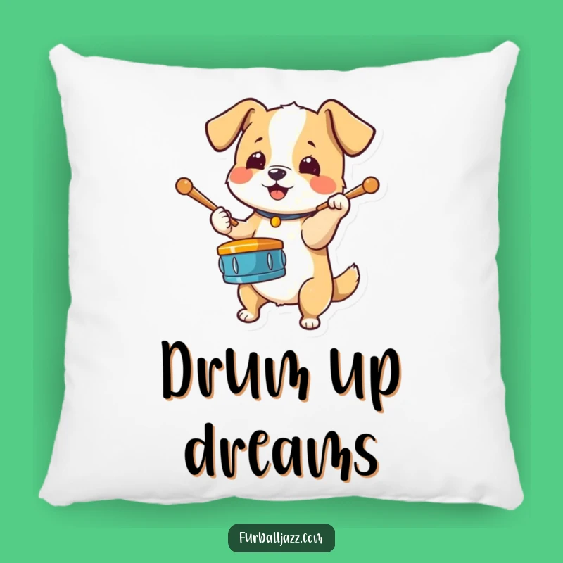 Funny Dog Drummer Pillow - Cozy Beats for Your Couch