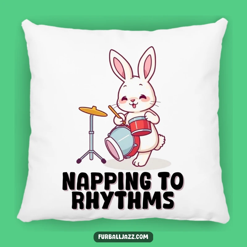 Funny Bunny Drummer Pillow: Cuddle Up with Rhythmic Comfort and Kawaii Charm