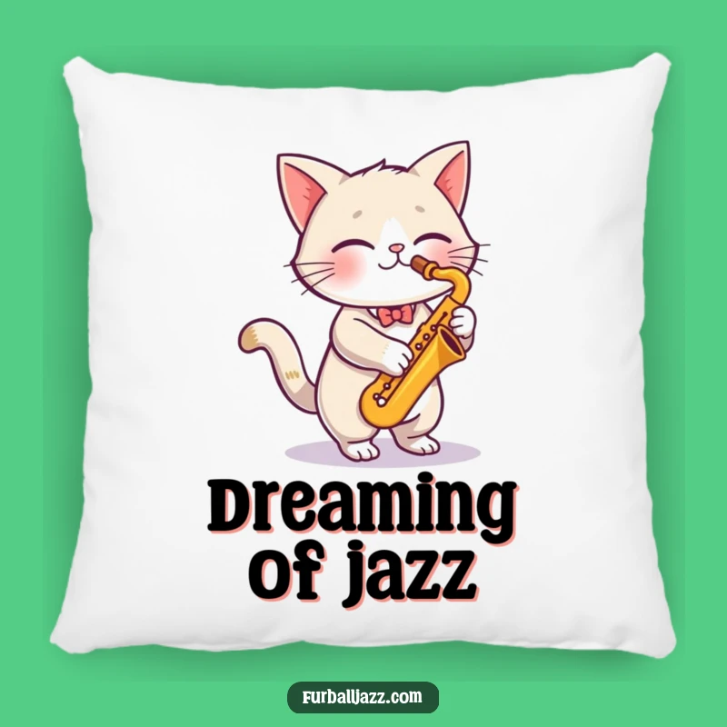 Funny Cat Saxophone Pillow - Jazzy Feline Musician Cozy Funny Gift