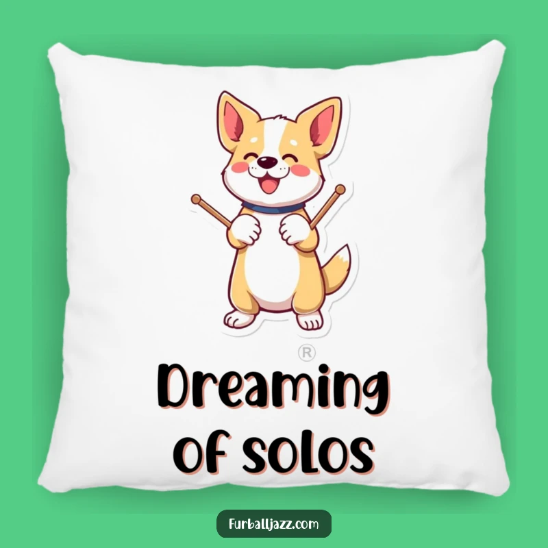Funny Dog Drummer Pillow: Cozy & Energetic Accent for Your Home