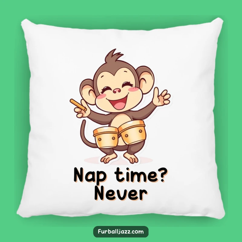 Funny Monkey Cymbal Pillow - Cozy and Hilarious Musical Decor Accent