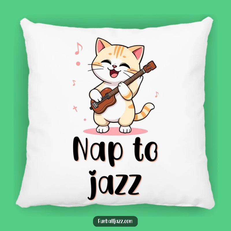 Funny Cat Jazz Pillow: Cozy Tapping Paws Cushion - A Comfy Humorous Music Gift