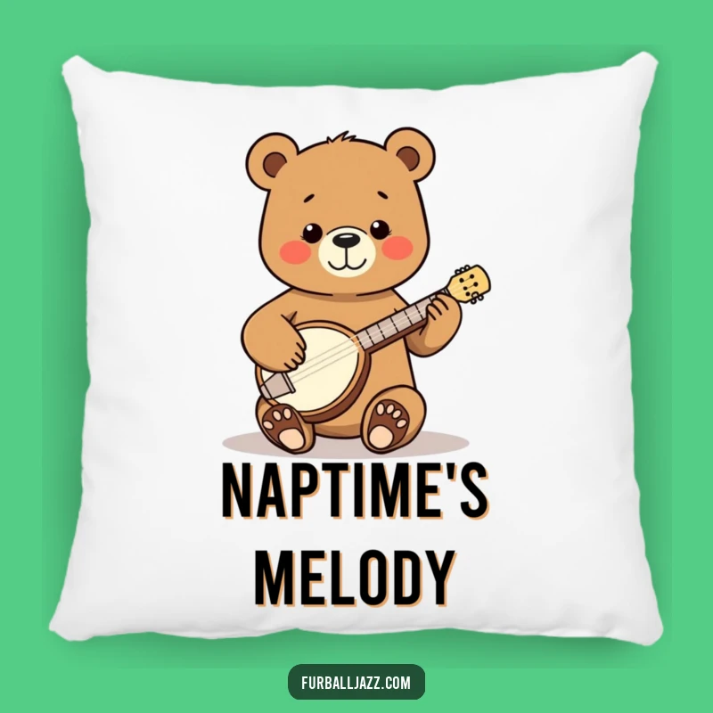 Funny Bear Banjo Pillow - Cozy Folk Decor Accent