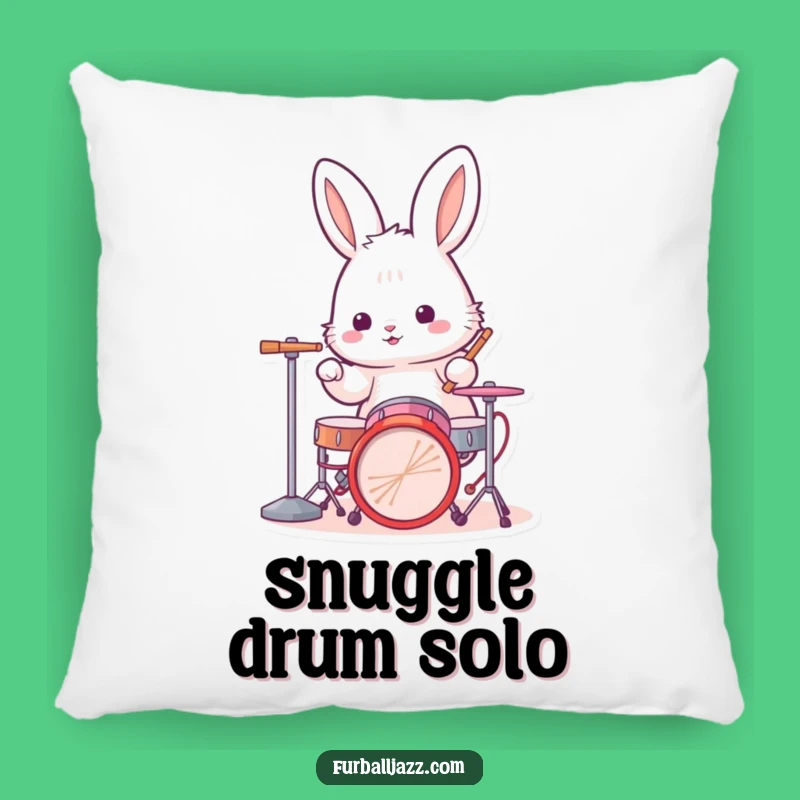 Funny Rabbit Drummer Pillow: Cozy Rhythms, Comfy Funny Gift