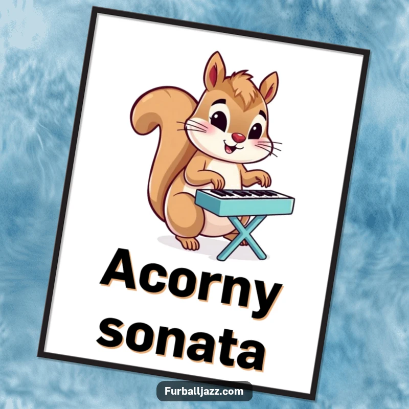 Funny Squirrel digital art print of a squirrel energetically playing a tiny piano, perfect for instant whimsical and humorous decor.