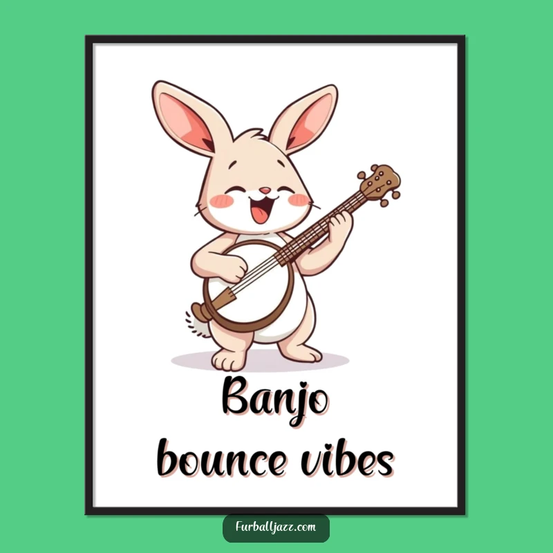 Funny Rabbit Banjo Digital Art: Instant Joyful Tunes for Your Space - A Funny Gift