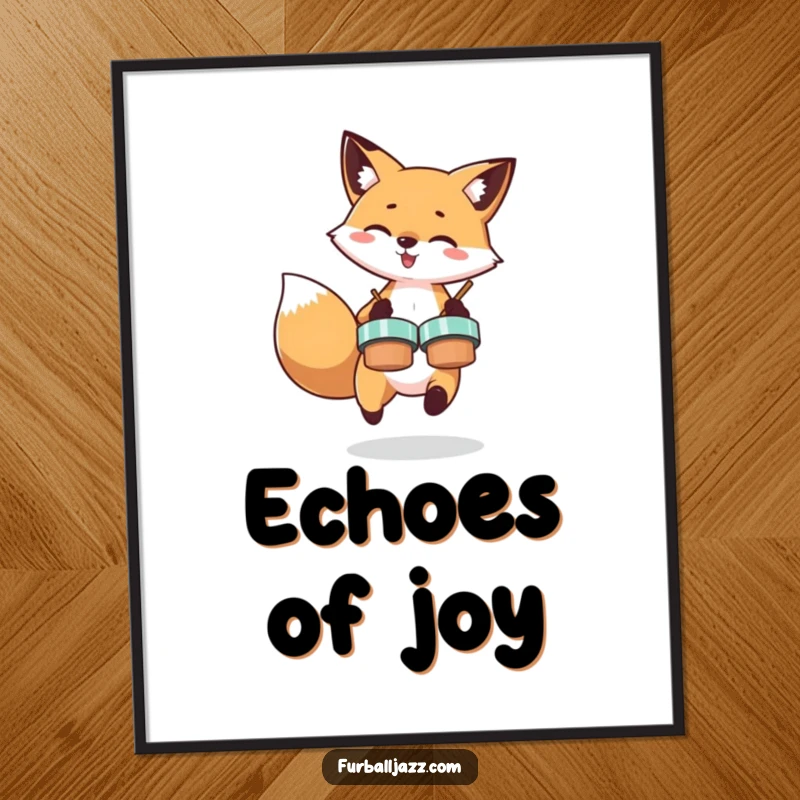 Funny digital art print of a fox energetically playing cymbals, offering a lively and humorous focal point for any room.