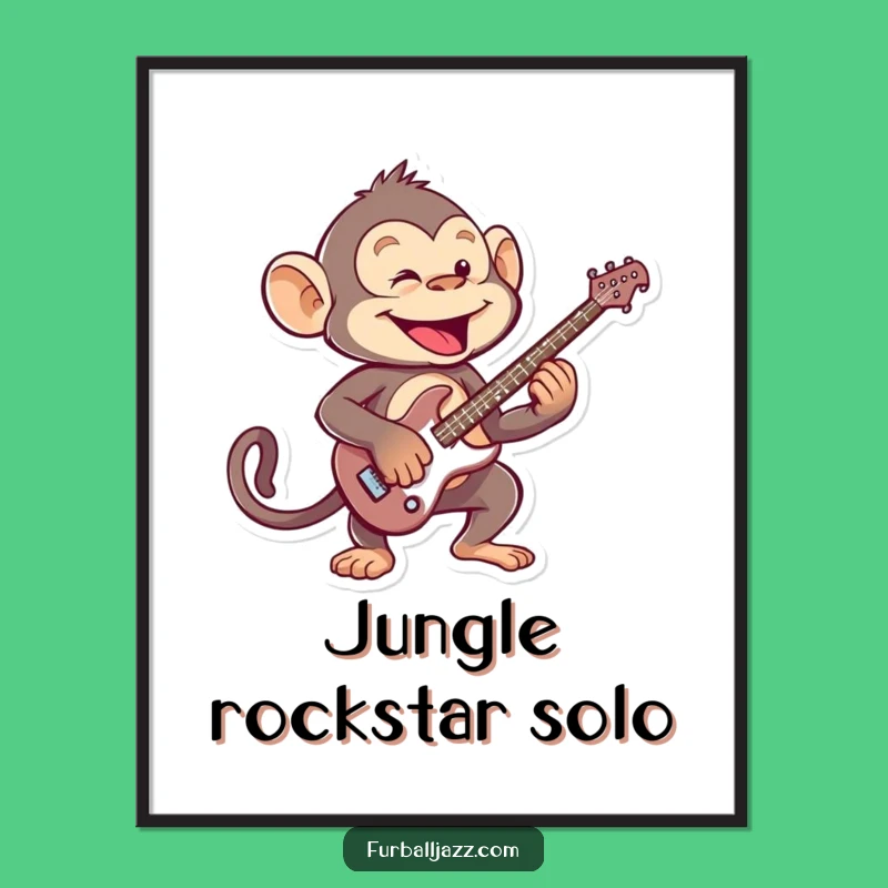 Funny Monkey Guitarist Digital Art - Primate Rock Print Gift