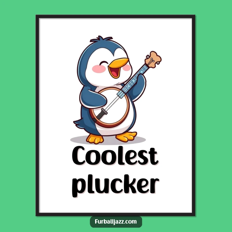 Funny Penguin Banjo Digital Art: Instant Cheerful Decor - Hilarious Gift