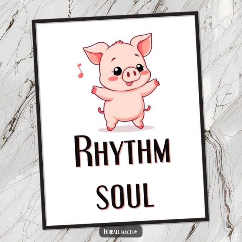 Funny Piglet digitally illustrated, head bopping to a rhythm, a humorous and shareable piece of art.
