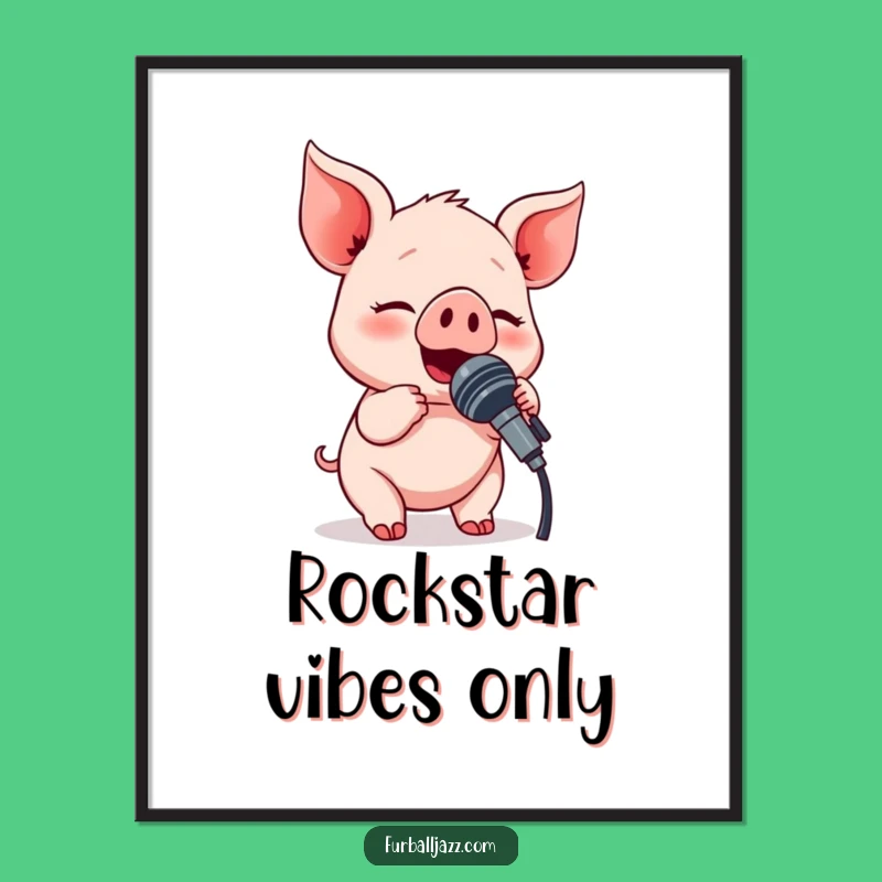 Funny Piglet Singing Digital Art: Instant Hilarious Decor for Music Lovers