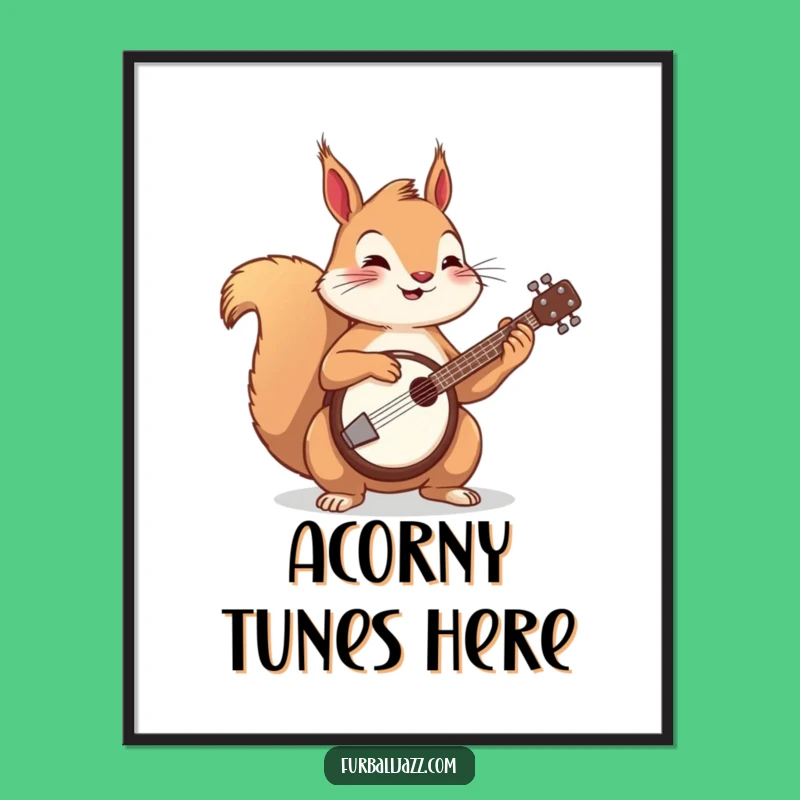 Funny Squirrel Banjo Digital Art, Lively Music Print, Instant Funny Gift