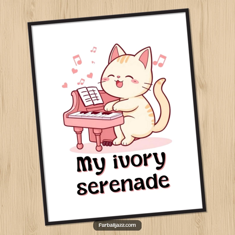 Funny cat digital art print of a cat playing a piano, perfect for instant download and humorous home decoration.