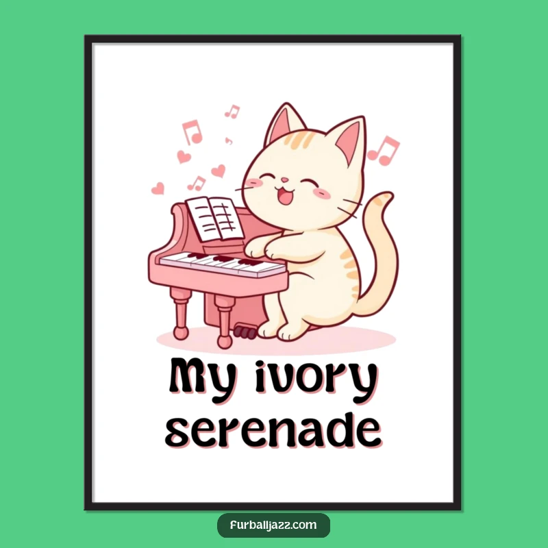 Funny Cat Pianist Digital Art: Instant Download of Feline Composer Art