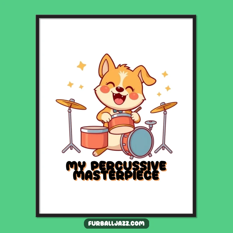 Funny Dog Drummer Digital Art - Unleash Musical Energy at Home!