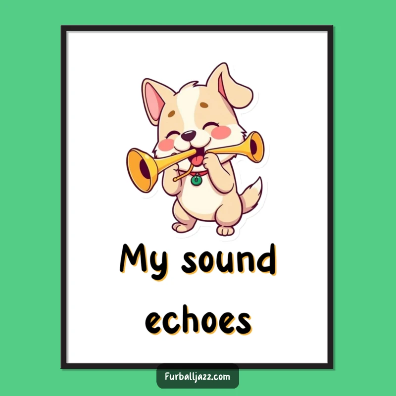 Funny Dog Trumpet Player Digital Art: Instant Hilarious Canine Music Wall Decor