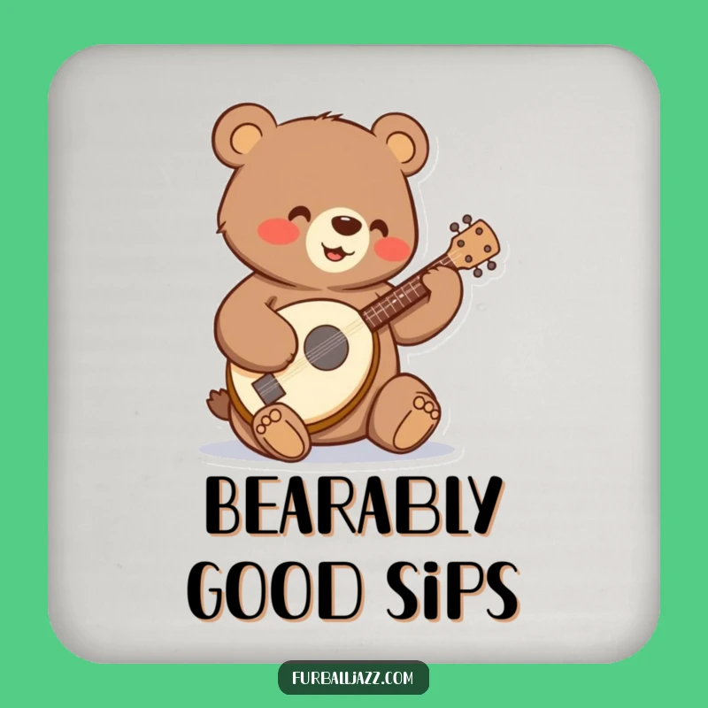 Funny Bear Banjo Drink Coaster: Cheerful Protection for Your Surfaces
