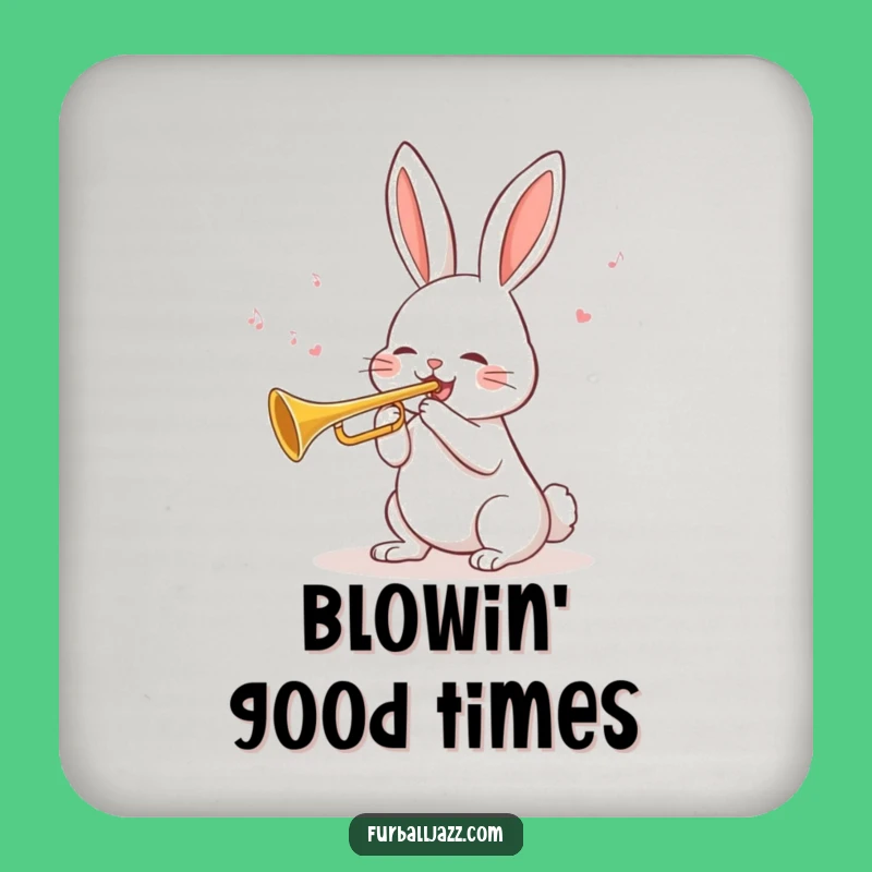 Funny Rabbit Trumpet Drink Coaster - Protect Surfaces with Cheer