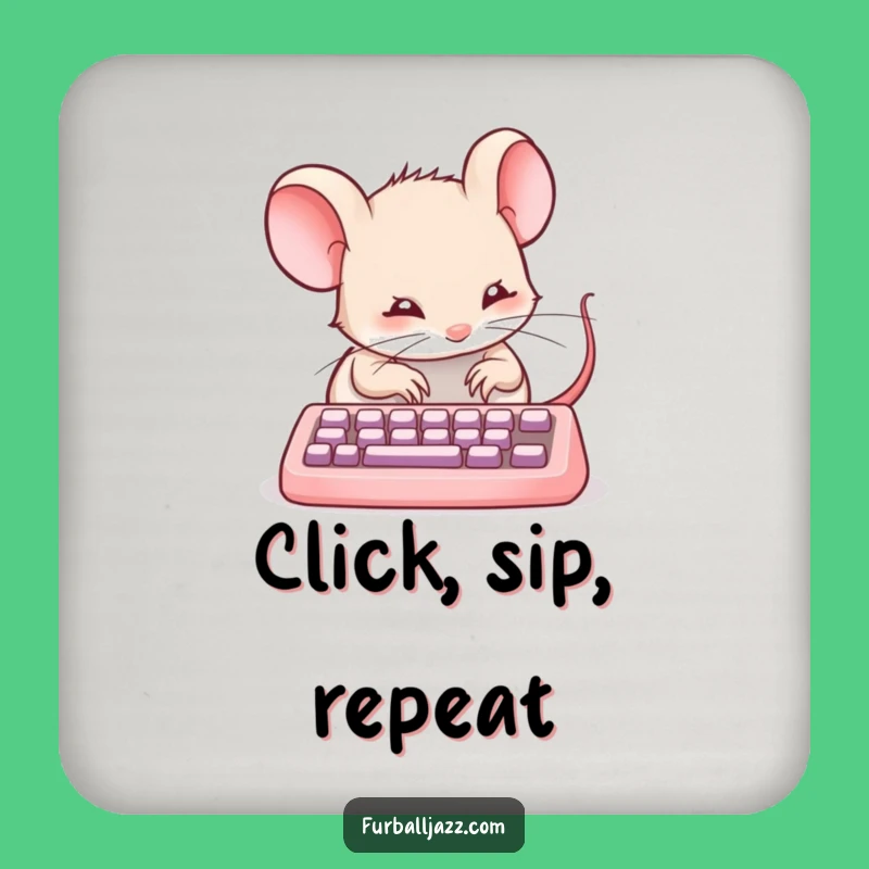 Funny Mouse Typing Drink Coaster - Protect Surfaces Hilariously Gift